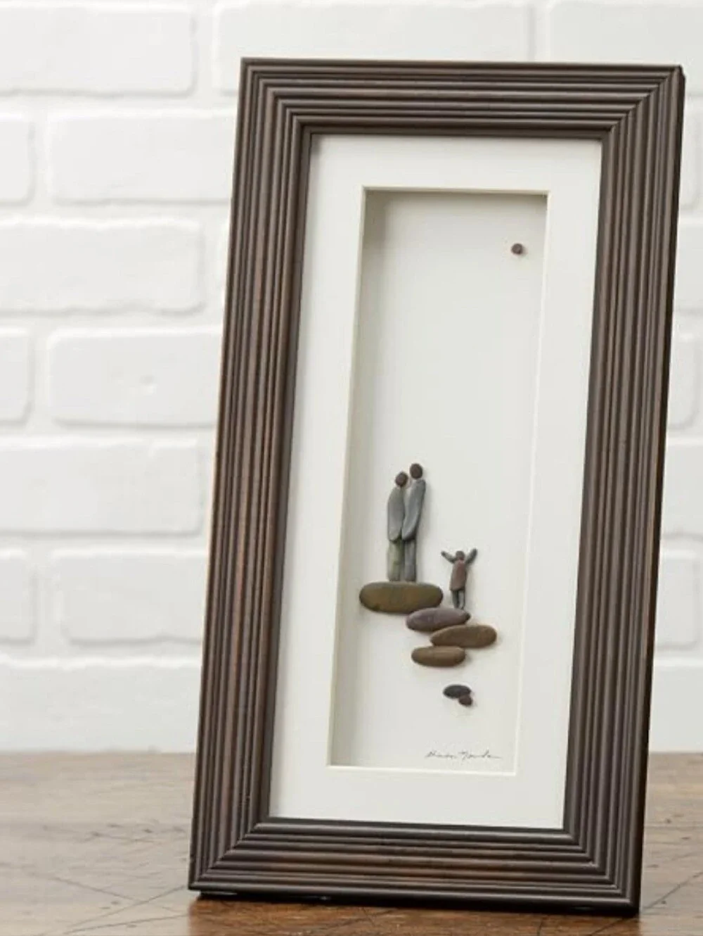 Sharon Nowlan From This Moment Framed Picture 3D Wood & Stone Family Beach Scene